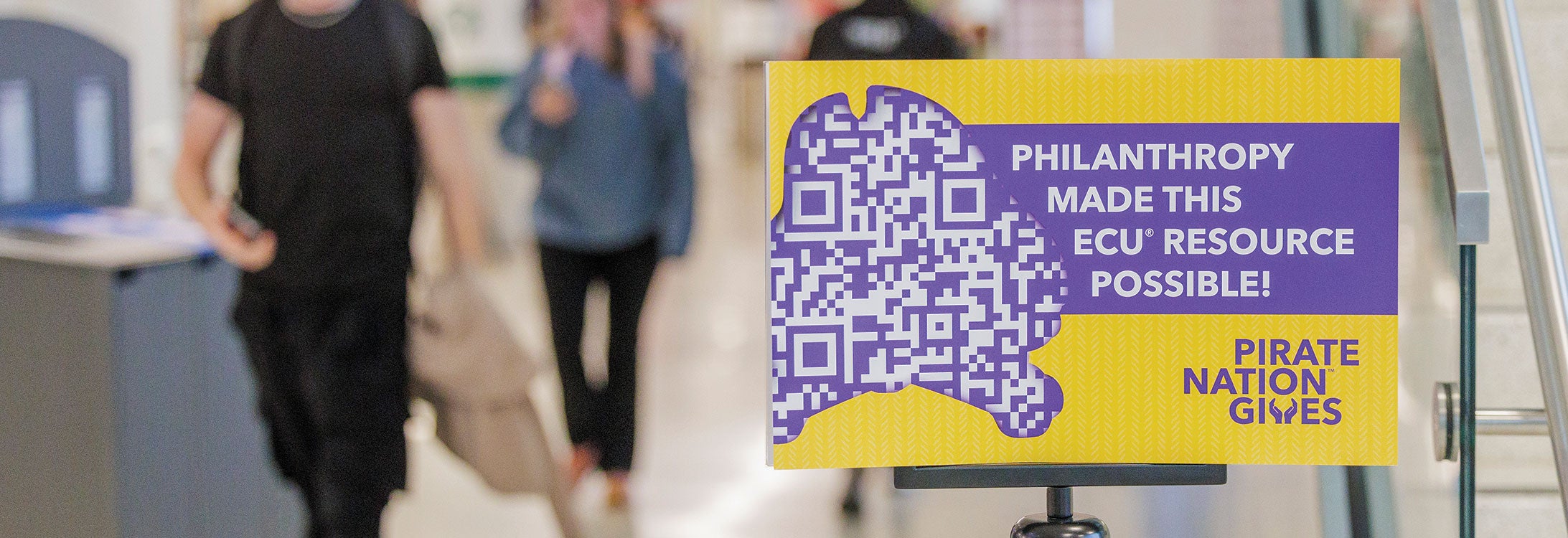 A sign says "Philanthropy made this ECU resource possible!"