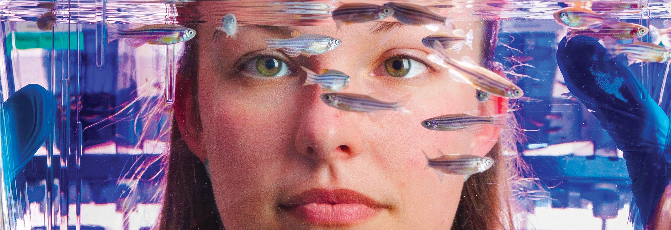 Woman looking at fish