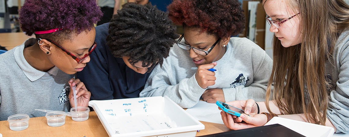 ECU has received a $1.2 million grant to help produce additional math and science teachers. Here, students at Williamston Middle School study flatworms.