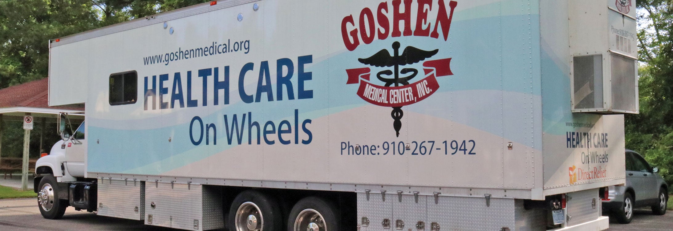 Above, the Goshen Medical Center mobile van was on display at a GWEP health screening in Varnamtown. The van provides medical care to rural residents who struggle receiving traditional health care services. Photo by Matt Smith.