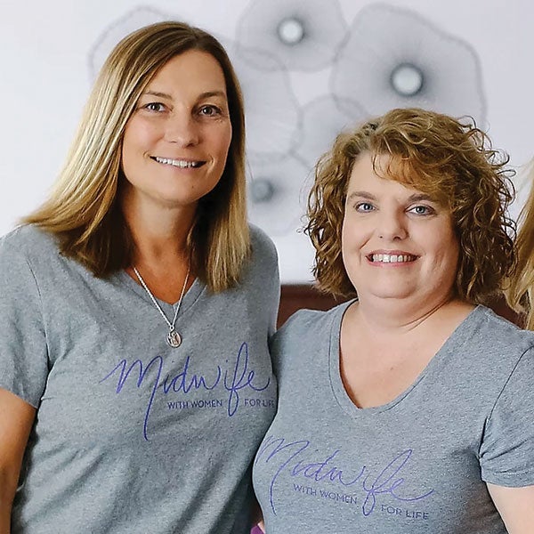 Certified nurse midwives Marcia Ensminger ’05, left, and Nicole Winecoff ’11 own Natural Beginnings Birth & Wellness Center in Statesville.