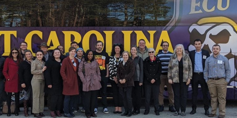 Approximately 25 conference attendees took a bus trip Feb. 28 to Windsor and Princeville, two towns that have sustained significant flood damage due to hurricanes.