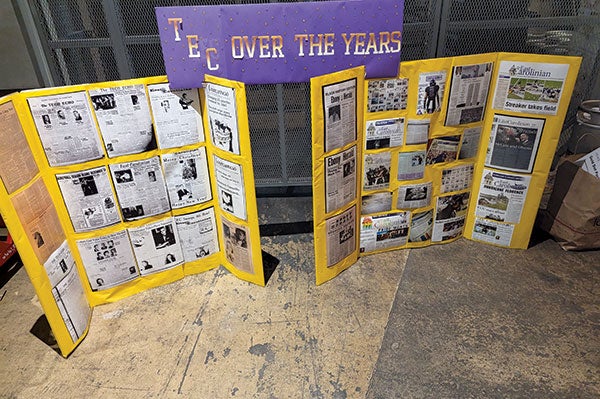 A posterboard presentation of the East Carolinian.