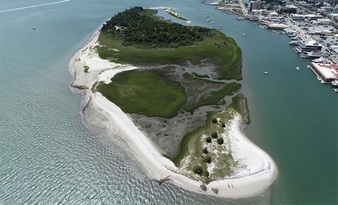 Drone photograph of Sugarloaf Island